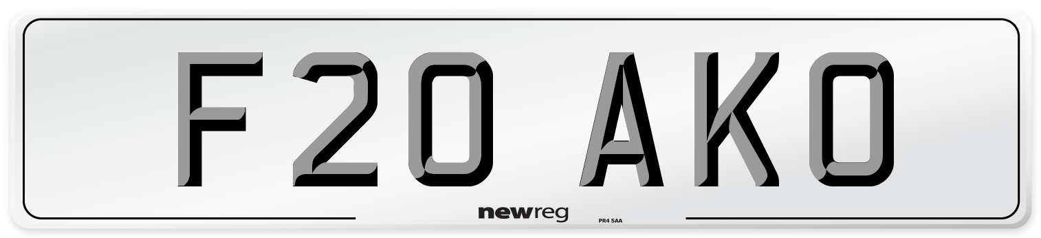 F20 AKO Number Plate from New Reg